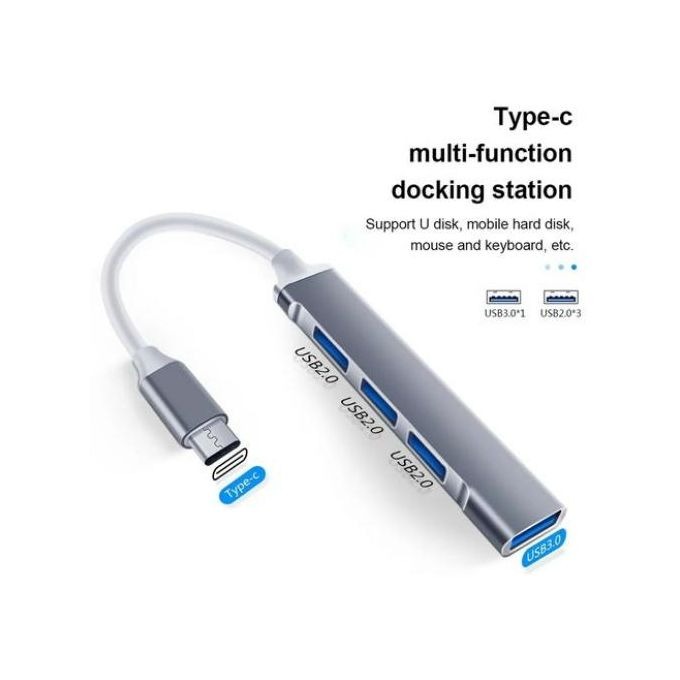 Hub USB Type C vers 4 Ports – Adaptateur USB 3.0 Haute Vitesse & USB 2.0 – Compatible MacBook, PC et iPad. image 1