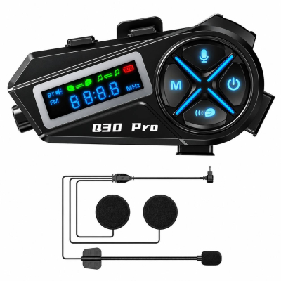 Intercom Moto Bluetooth 5.4 Q30 Pro – Portée 500m, Batterie 1000 mAh & Autonomie 18h avec Partage de Musique