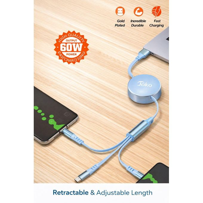 Joko Câble de Charge Intelligent 3-en-1 (60W) – Multi-Connecteurs Premiumimage-2