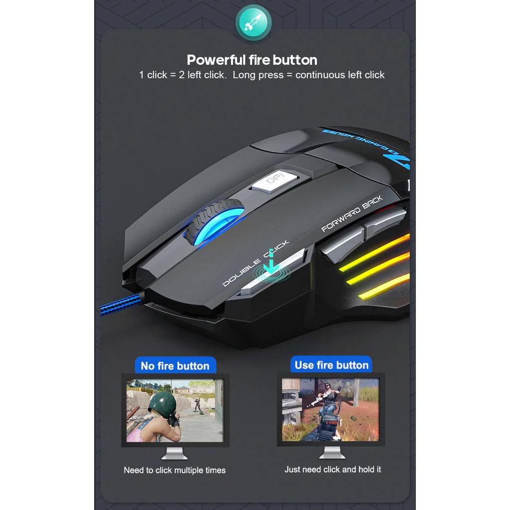 Kit Gaming 4 en 1 MICE GK-450 Filaire – Clavier Suspendu Lumineux, Souris PUBG, Casque Audio, Tapis de Sourisimage-2