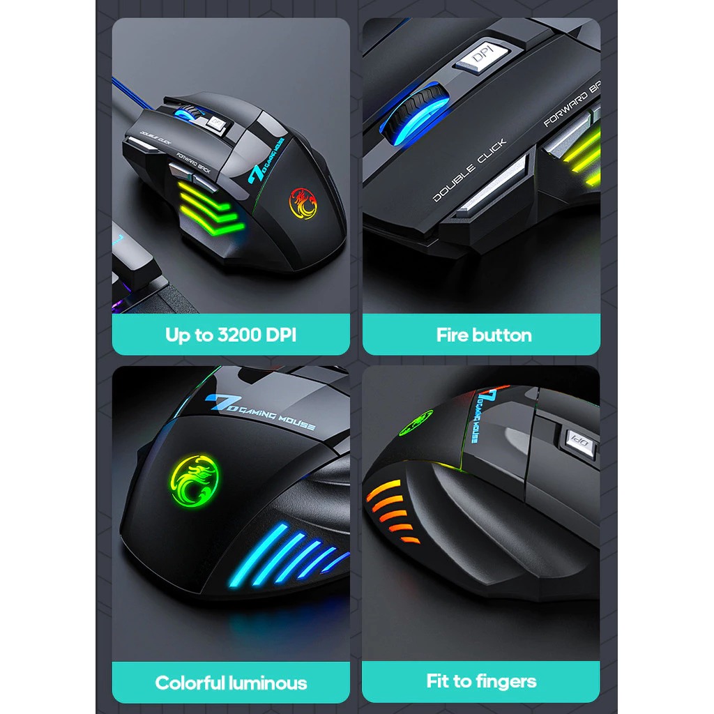 Kit Gaming 4 en 1 MICE GK-450 Filaire – Clavier Suspendu Lumineux, Souris PUBG, Casque Audio, Tapis de Souris image 3