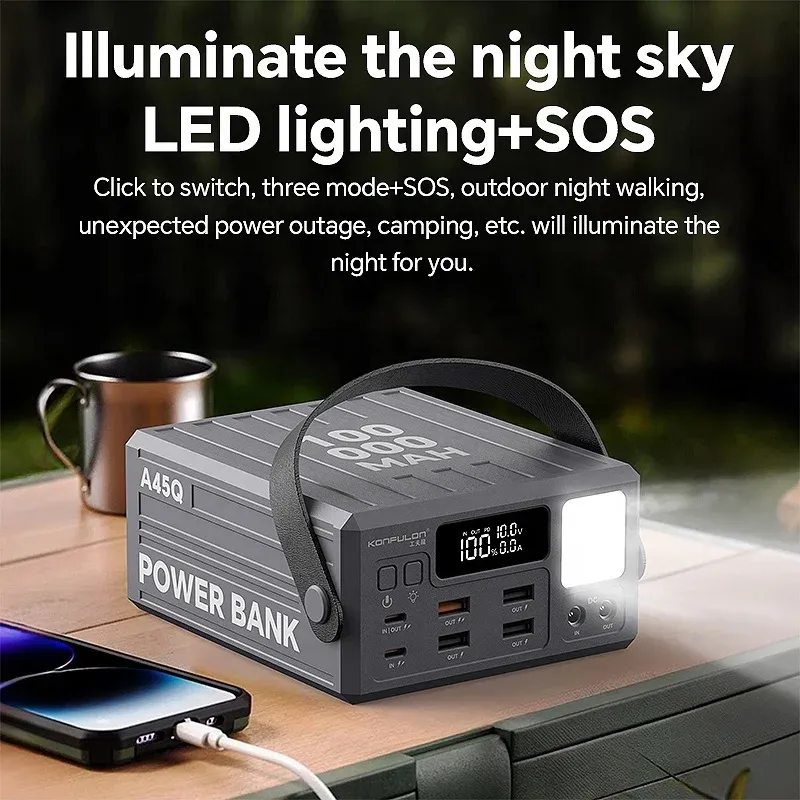 Konfulon 100000mAh Fast Charge Edition – Power Bank Colossal Li-Polymère avec Affichage Numérique LCD pour Smartphones & Tablettes