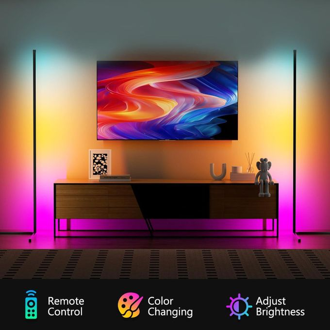 Lampadaire LED d'Angle RGB 142 cm – Lampe d'Ambiance Connectée avec Télécommandeimage 4