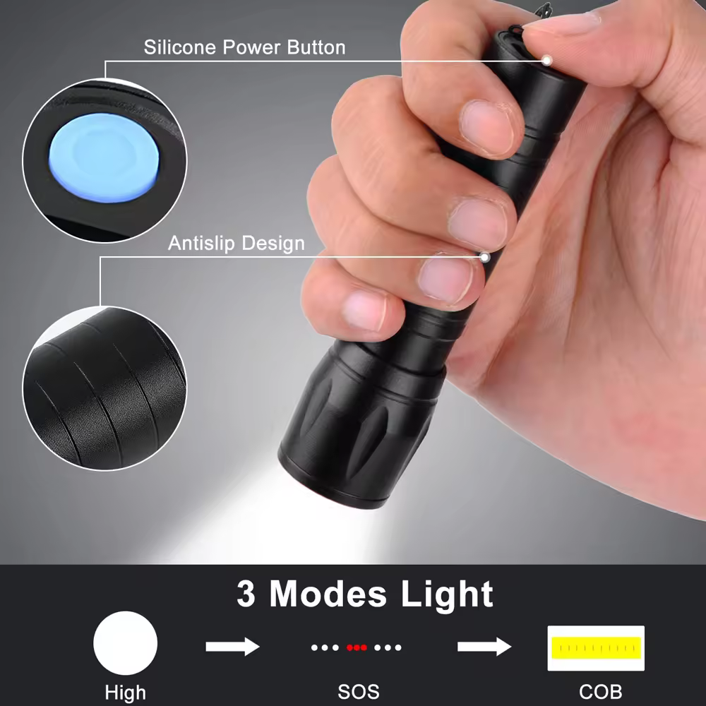 Lampe de Poche LED COB Rechargeable avec 5 Mode d'Éclairage image 3