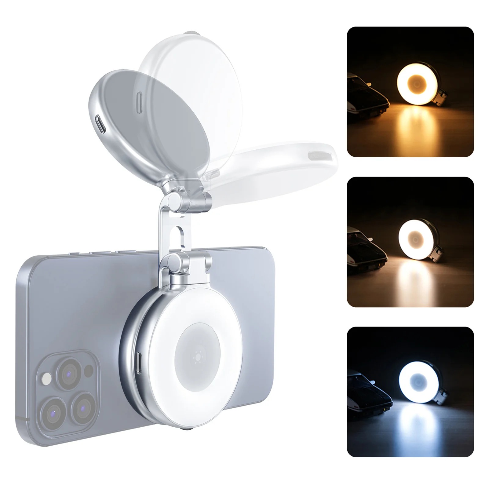 Lampe Selfie Magnétique LED – Éclairage Dimmable 2700K-7500K pour iPhone & Android image 1