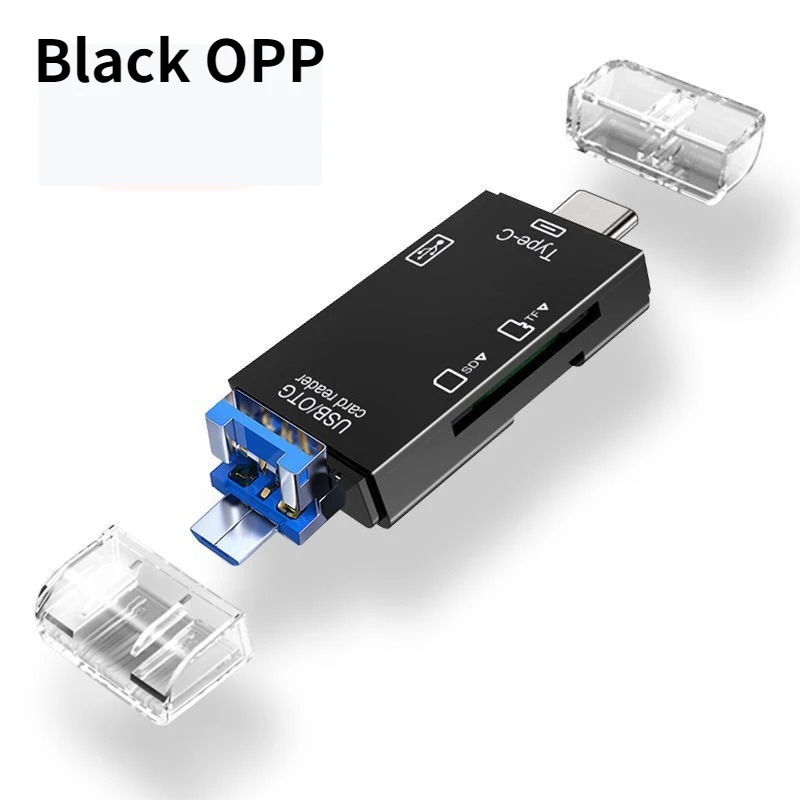Lecteur de Carte OTG 6 en 1 Type C – Adaptateur USB 2.0 Haute Vitesse, Micro SD, Clé USB, pour Smartphone Android et PC image 3