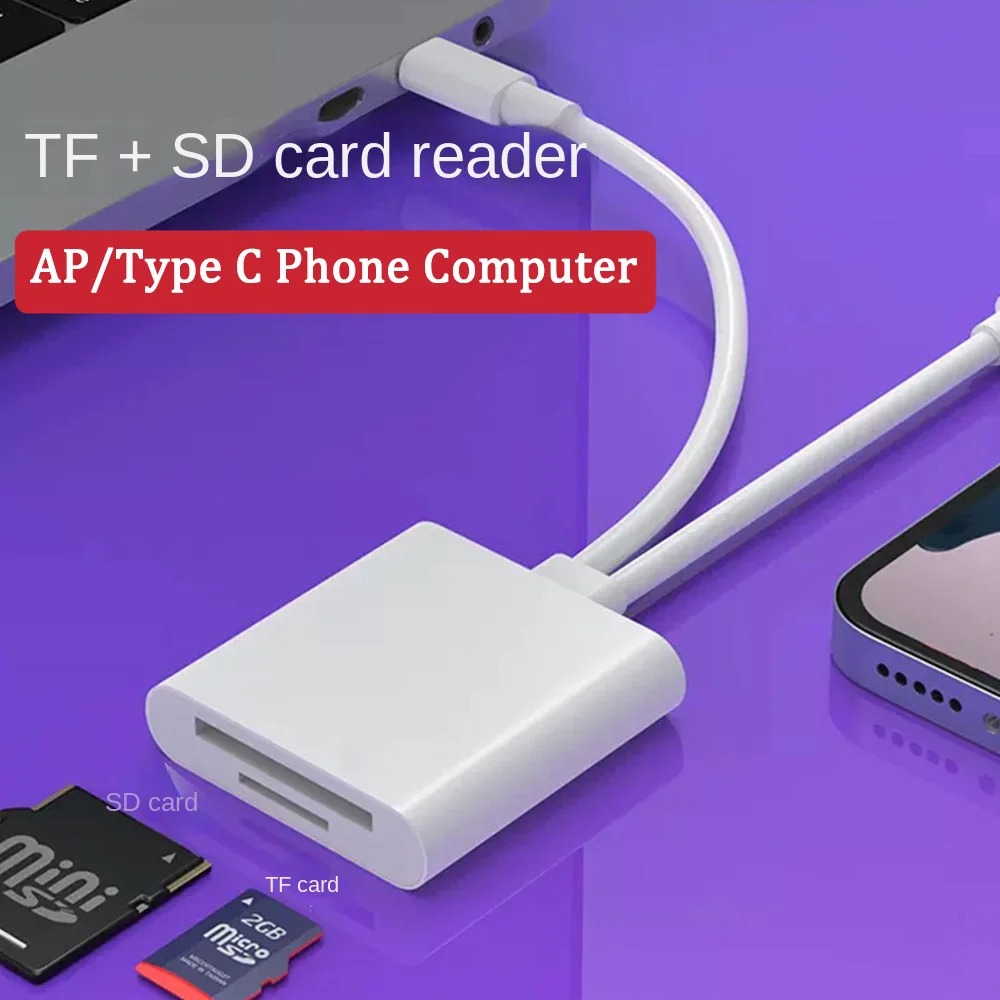 Lecteur de Carte SD/TF 2-en-1 – Adaptateur USB-C OTG pour iPhone, iPad, MacBook et Androidimage-2