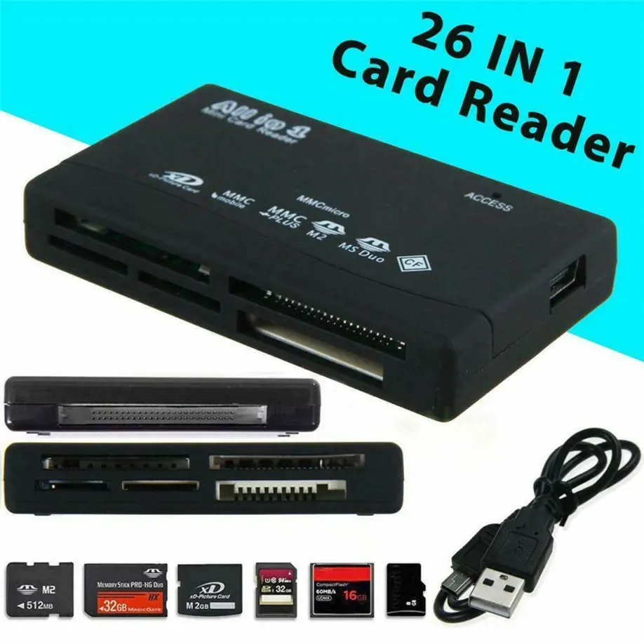 GENERALE - Lecteur de Cartes Mémoire All in 1 USB 2.0 – Adaptateur Universel 26 en 1 pour PC