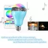 LED RGB Color Bulb Bluetooth APP Control Smart Music Audio Speaker Light Lamp For Party Wedding Christmas Decoration 100-240V (Color: Multicolor) -image-2