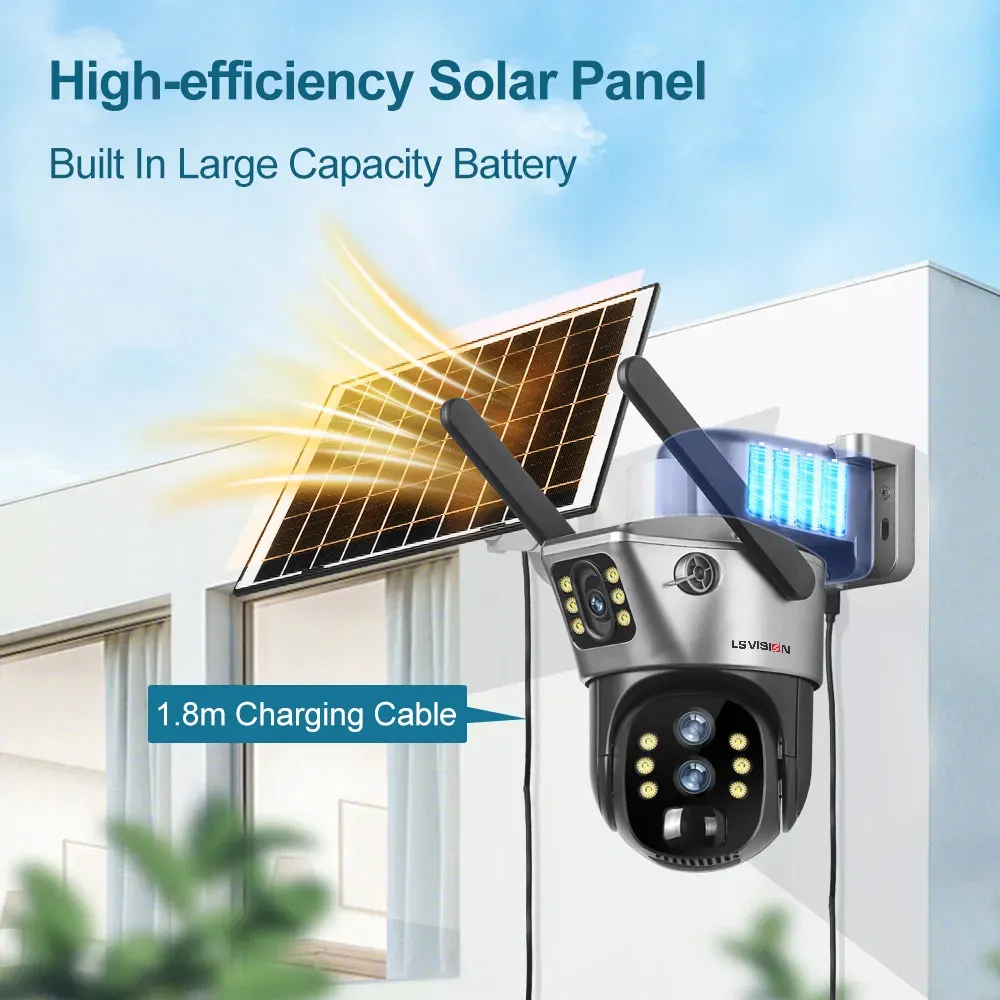 LS VISION V380 Solaire 4G – Caméra de Surveillance Zoom Optique 10x et Double Écranimage-2