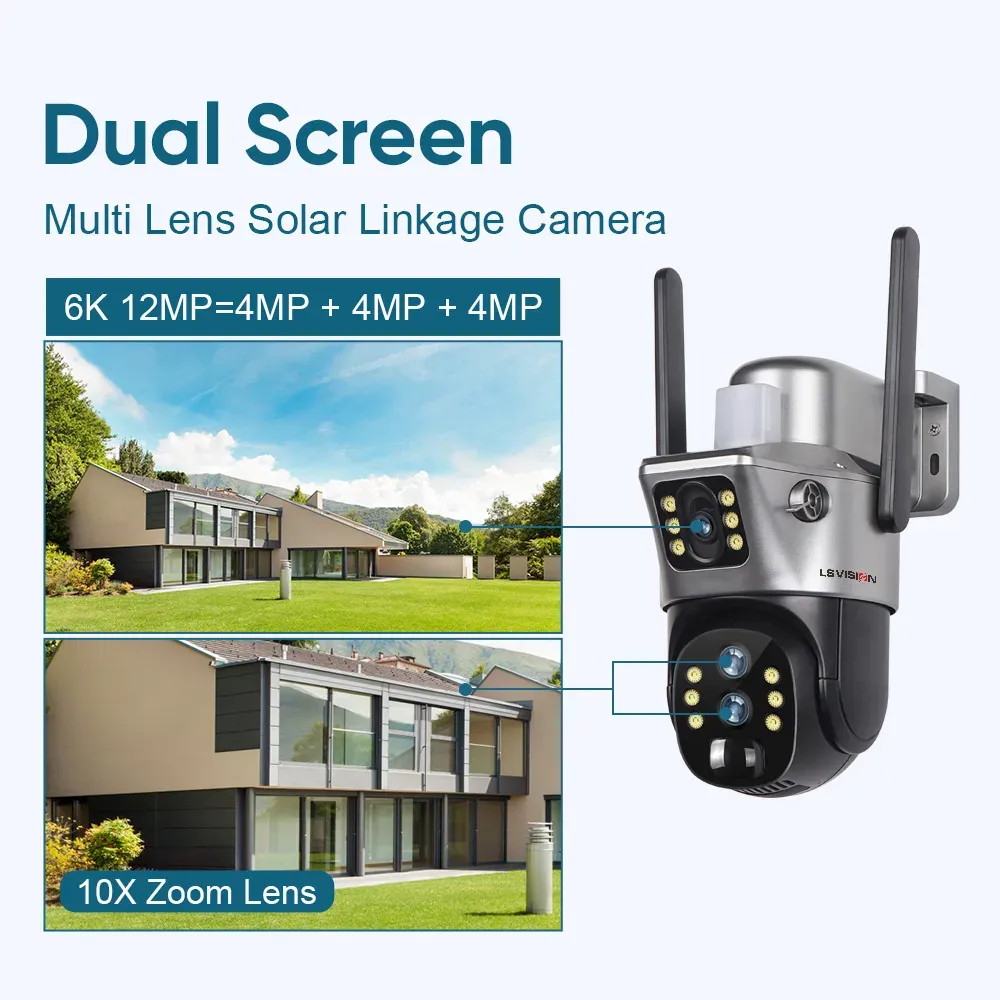 LS VISION V380 Solaire 4G – Caméra de Surveillance Zoom Optique 10x et Double Écran image 3