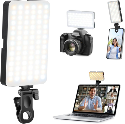 Lumière Selfie LED 90 Portable Rechargeable – Ring Light pour iPhone, Appareil Photo, Visioconférence (Zoom, TikTok)