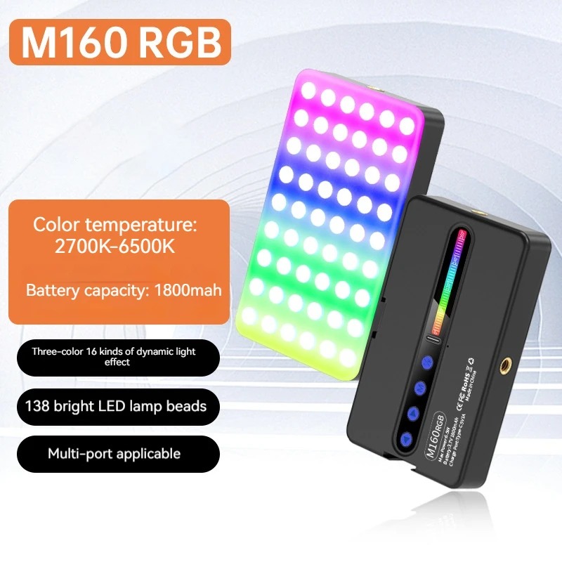 Lumière Vidéo LED RGB MATEMACH M160 Professionnelle – 2700K-6500K, Éclairage Photographie, Lampe de Poche Vlog image 1