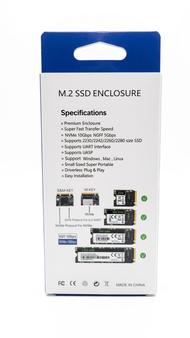 M.2 NVMe & NGFF SpeedDrive Pro – Boîtier Externe SSD M.2 Double Protocole USB 3.2 Gen 2 (10 Gbps)image-2