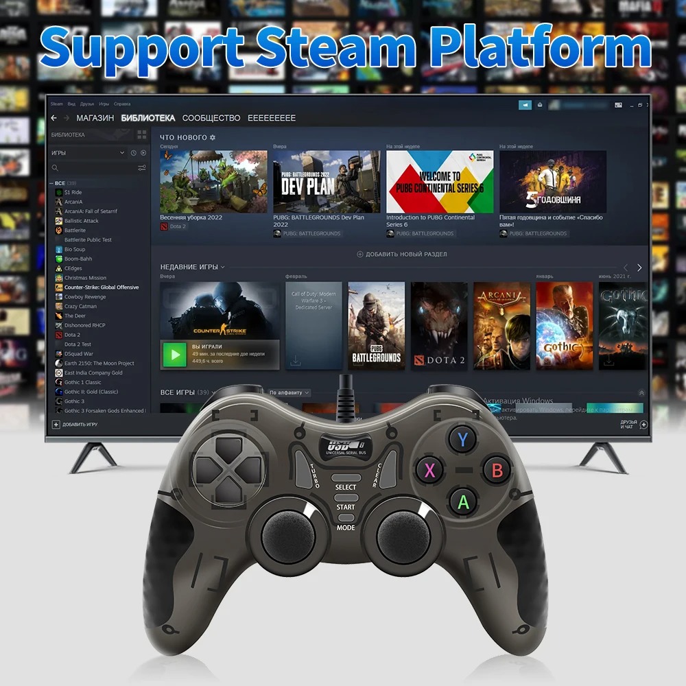 Manette PC Filaire Pro – Joystick USB avec Double Vibration pour Steam & PS3 image 3