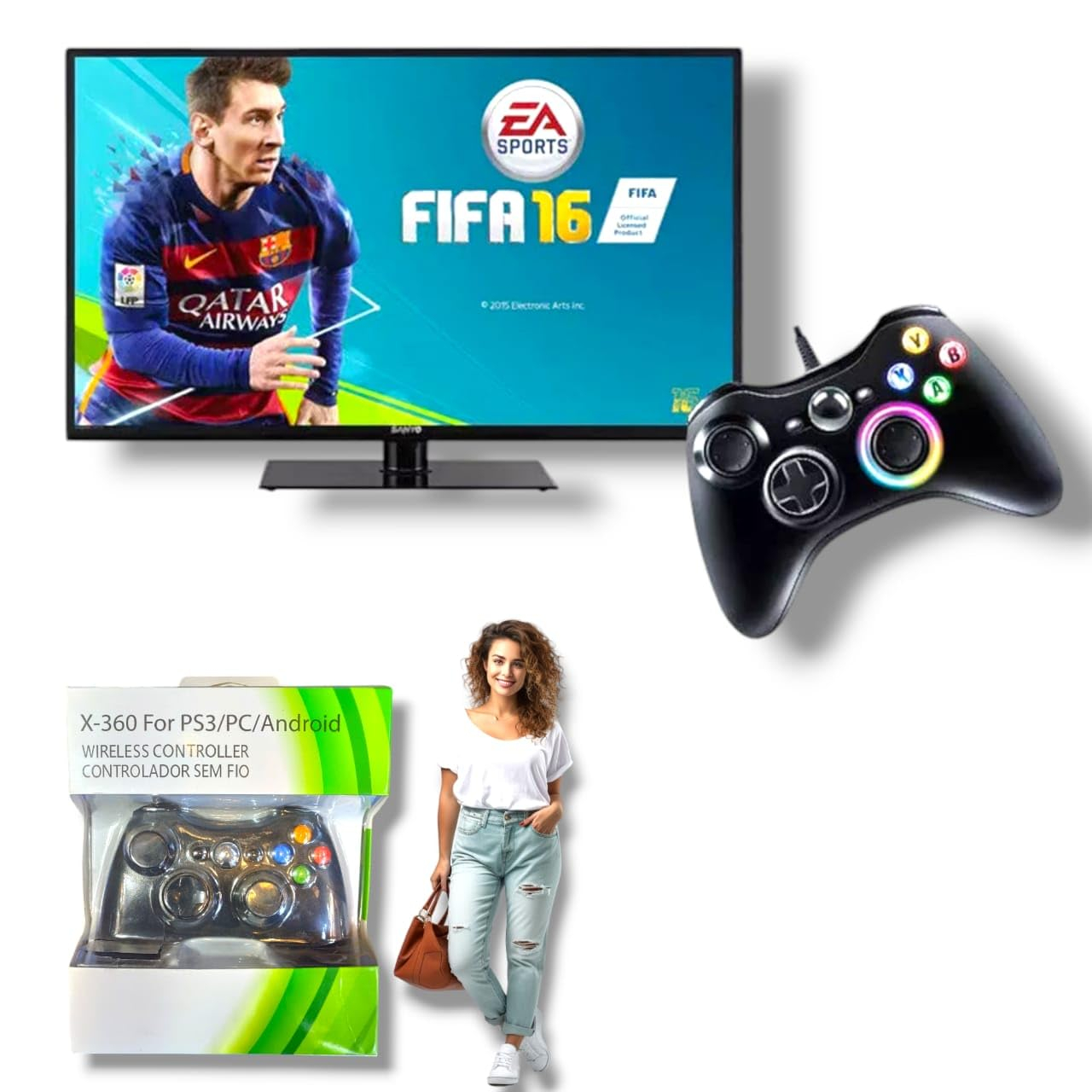 Manette Sans Fil GAME GURU X-360 – Gamepad Bluetooth Haute Performance pour PC, PS3 et Androidimage 4