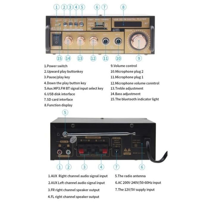 Master GBT-118 – Amplificateur Stéréo Haute Fidélité avec Bluetooth image 3