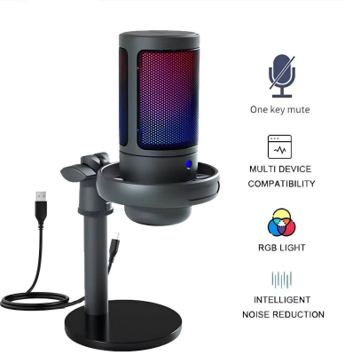 Microphone de Studio AOIEUUAI – Condensateur Hypercardioïde pour Home Studio