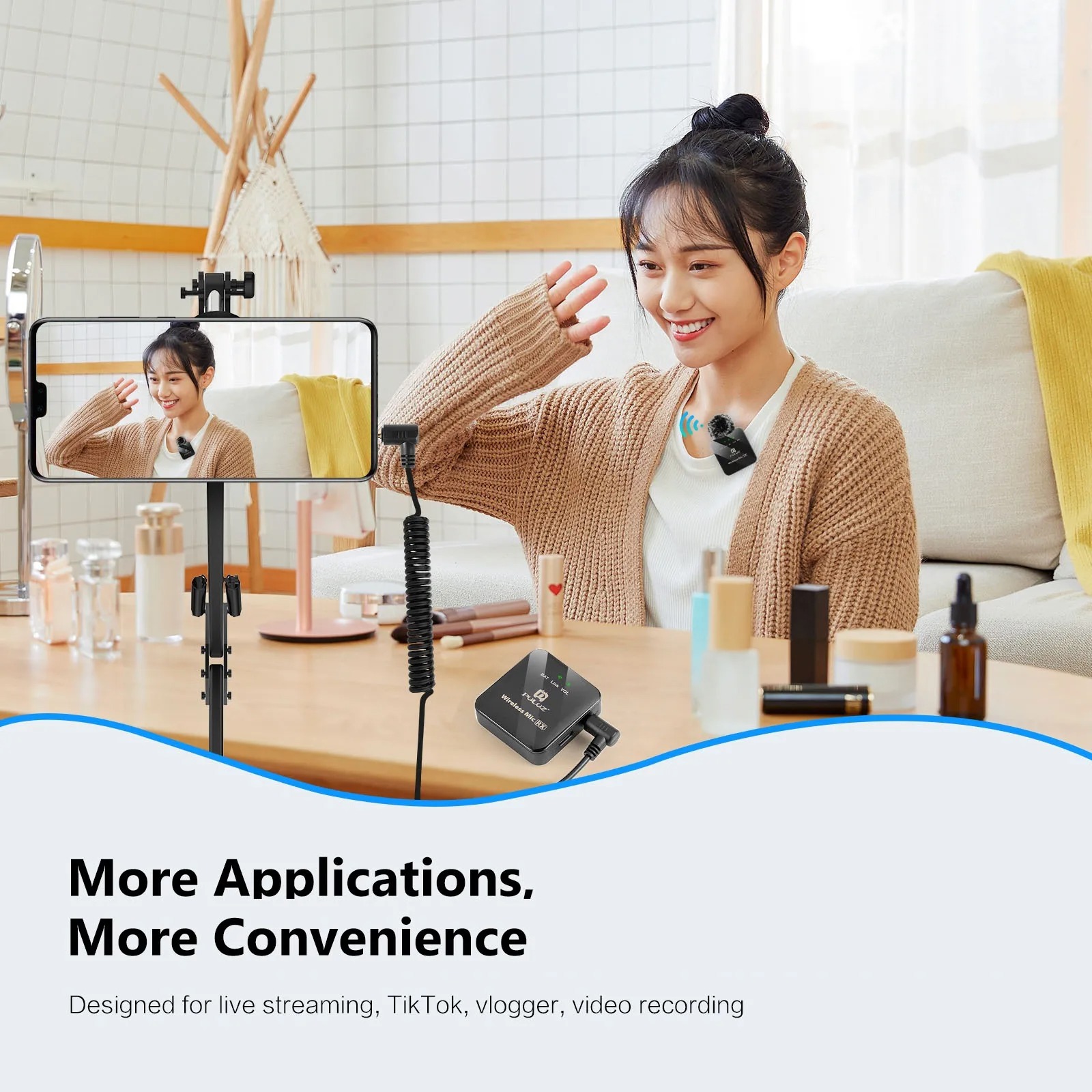 Microphone Lavalier Sans Fil Clip-on One-Trigger-Two – Portée 10m, Prise 3.5mm, Smartphone/APN/PCimage 4