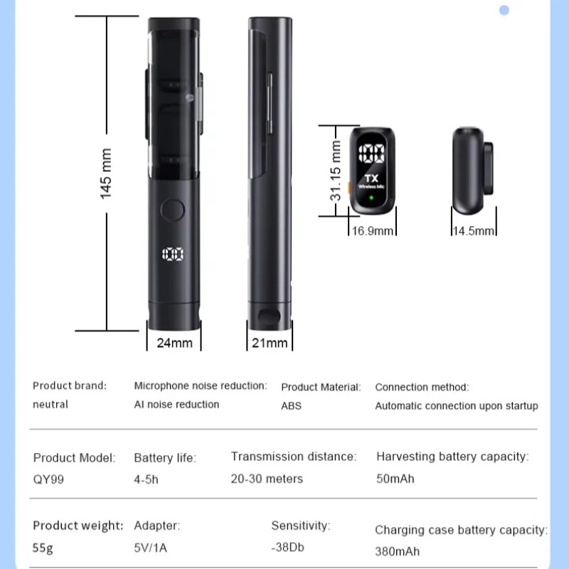 Microphone Lavalier Sans Fil Type-C – Mini Micro Cravate avec Réduction de Bruitimage-2
