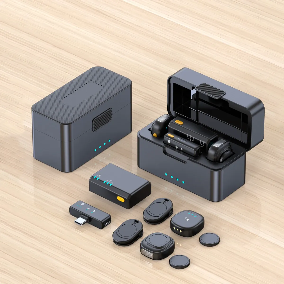 Microphone Sans Fil D07-Pro Mic Mini (2 TX + 1 RX) – Boîtier de Charge, Autonomie 48H & ANC 2 Niveauximage-2