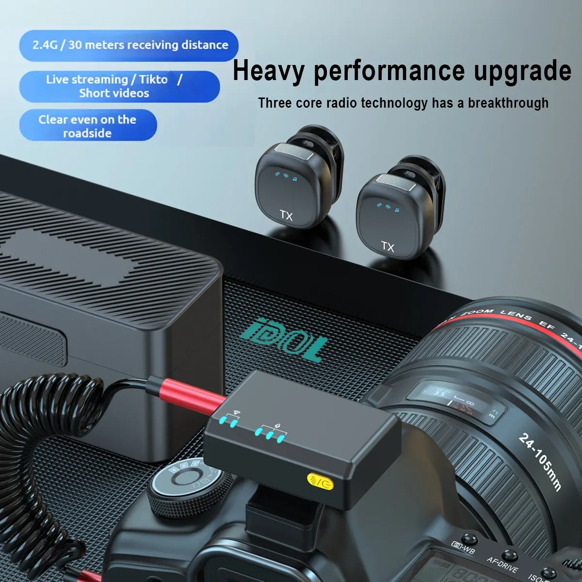 Microphone Sans Fil D07-Pro Mic Mini (2 TX + 1 RX) – Boîtier de Charge, Autonomie 48H & ANC 2 Niveaux image 3