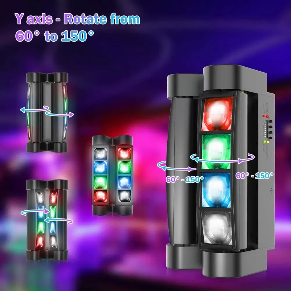 Mini Lumière de Scène LED Araignée avec Tête Mobile.image 4