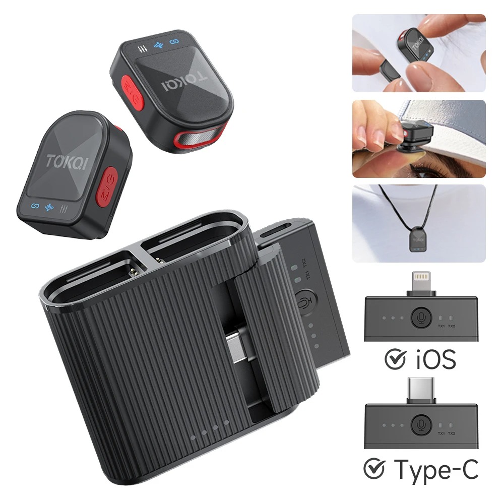 Mini Microphone Lavalier Sans Fil Professionnel – Micro-Cravate avec Réduction de Bruit ENC