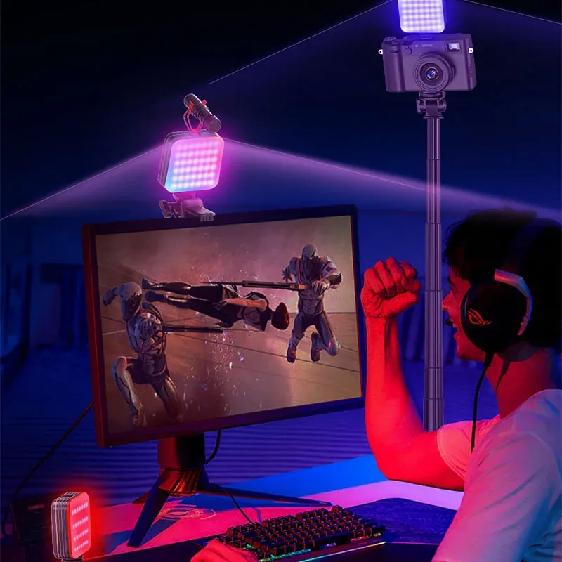 Mini Torche LED RGB D12 / D12S – Éclairage Photo & Vidéo Portable 2000mAh avec Multi-Sizing Cold Shoeimage 4
