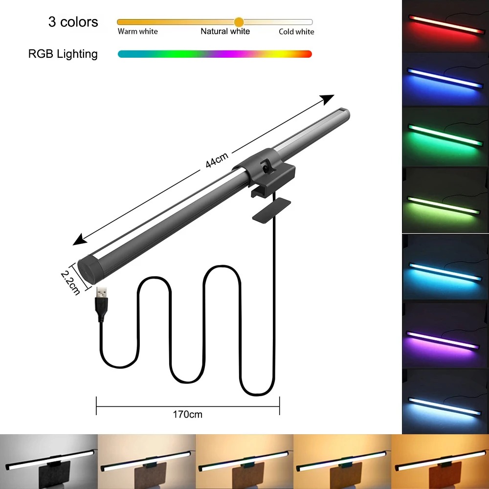 Moniteur LED Barre Lumineuse RGB Anti-Éblouissement – Lampe Suspendue USB, Éclairage de Bureau Réglable en Continu pour PC/Portable image 3