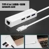 Multiple USB-C USB 3.1 Type C to RJ45 Ethernet Lan Adapter Hub white image 1