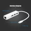 Multiple USB-C USB 3.1 Type C to RJ45 Ethernet Lan Adapter Hub white image 3