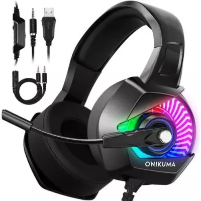 GENERALE - Onikuma Casque Gaming Pro K6 RGB LED filaire réduction de bruit pour PS4/XBOX/PC/Mobile
