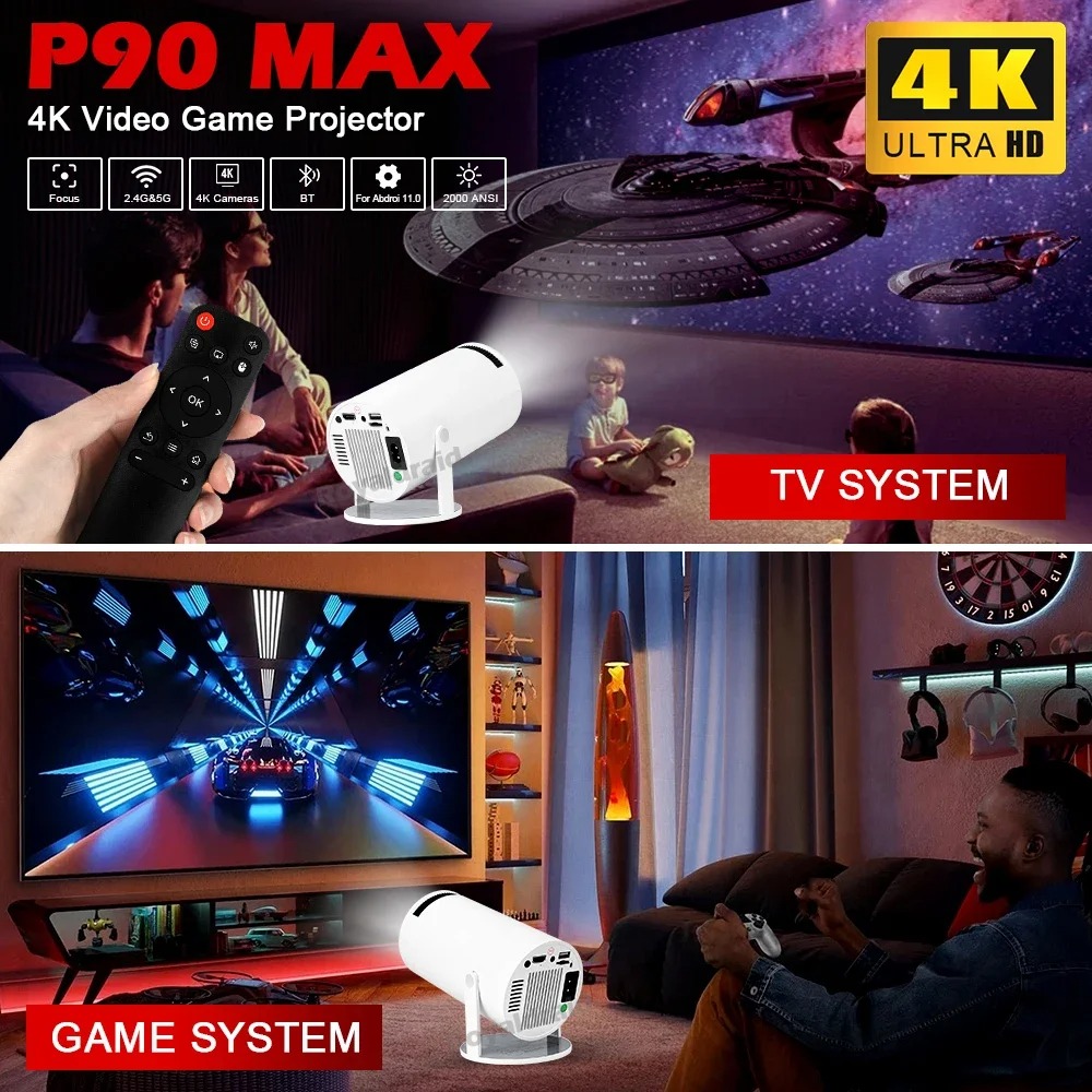 P90 Max Pro Projecteur Gaming 4K : Console & Cinéma Intégréimage 4