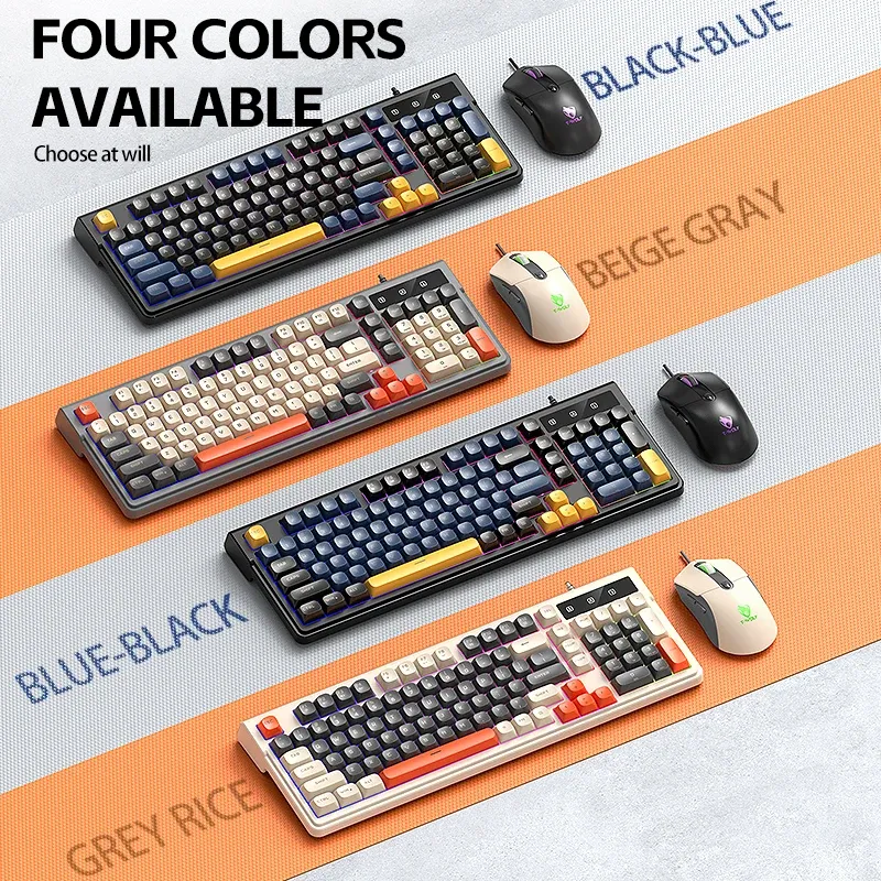 Pack Clavier et Souris Filaire TF330 – Clavier Gamer 98 Touches Rétroéclairé LED, Toucher Mécanique Ergonomique & Souris Filaire 7200 DPI pour PC et Mac image 1