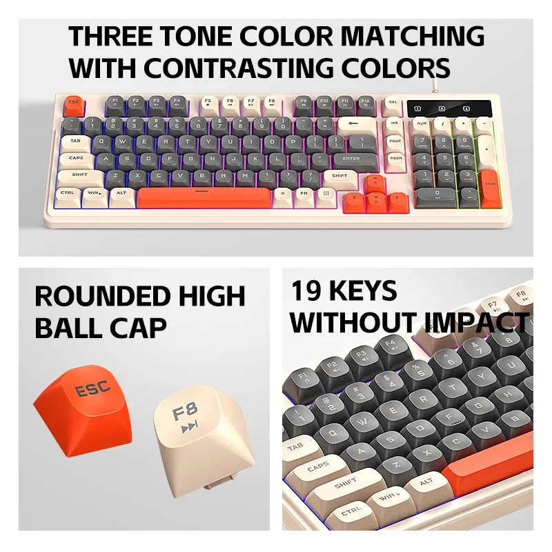 Pack Clavier et Souris Filaire TF330 – Clavier Gamer 98 Touches Rétroéclairé LED, Toucher Mécanique Ergonomique & Souris Filaire 7200 DPI pour PC et Macimage-2