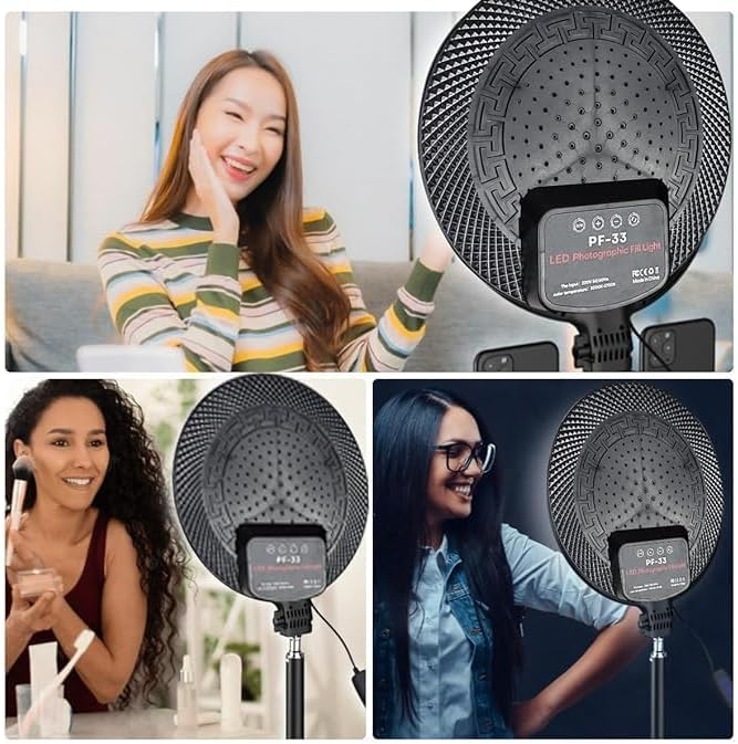 Pack Éclairage Studio PF-33 — Projecteur LED Rond Tactile & Télécommandé + Trépied Ajustable 2 Mètresimage-2