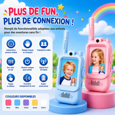 Pack Talkie-Walkie Vidéo HD pour Enfants – Caméra Intégrée, Portée 500m & Recharge USB-C