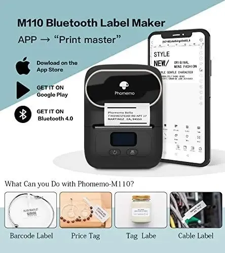 Phomemo M110 Label Maker – Étiqueteuse Thermique Bluetooth pour Commerce, Boutiques et Vêtements image 3