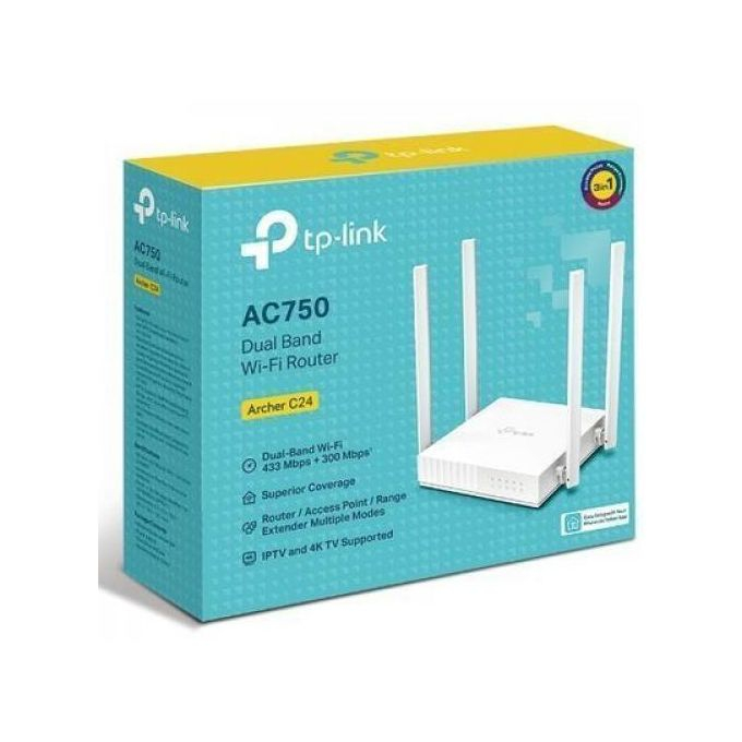 Point d'Accès Wi-Fi Multimode 3-en-1 TP-Link Archer C24 – Dual-Band AC750, Routeur & Répéteurimage 4
