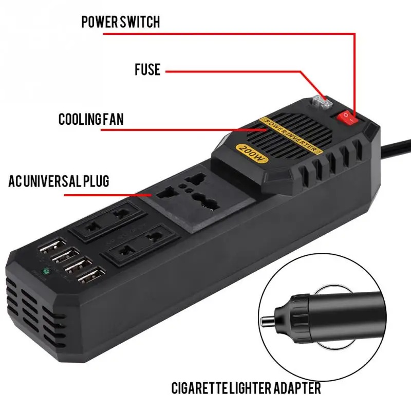 power inverter Onduleur de voiture 200watt   DC 12V to AC  220V image 3