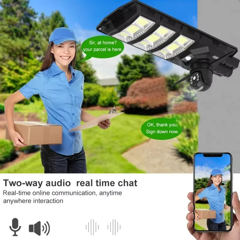 Projecteur de Sécurité Solaire 2-en-1 V380 – Caméra 4G/WiFi 4MP, Éclairage Public, Alerte Vocaleimage-2