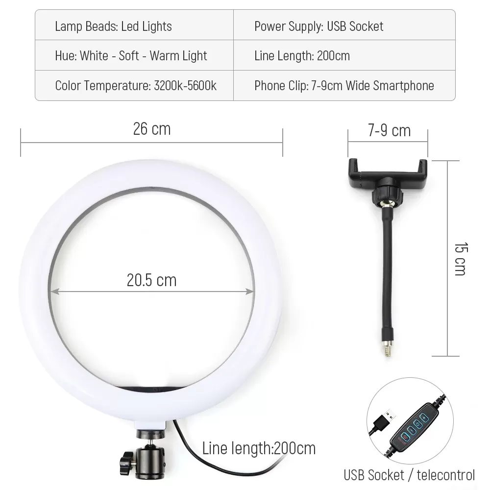 Ring Light LED 33cm avec Trépied de 2mimage 4