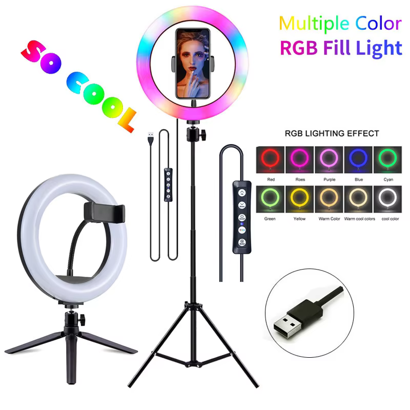 Ring Light RGB MJ26 26cm avec Tripod 2m image 1