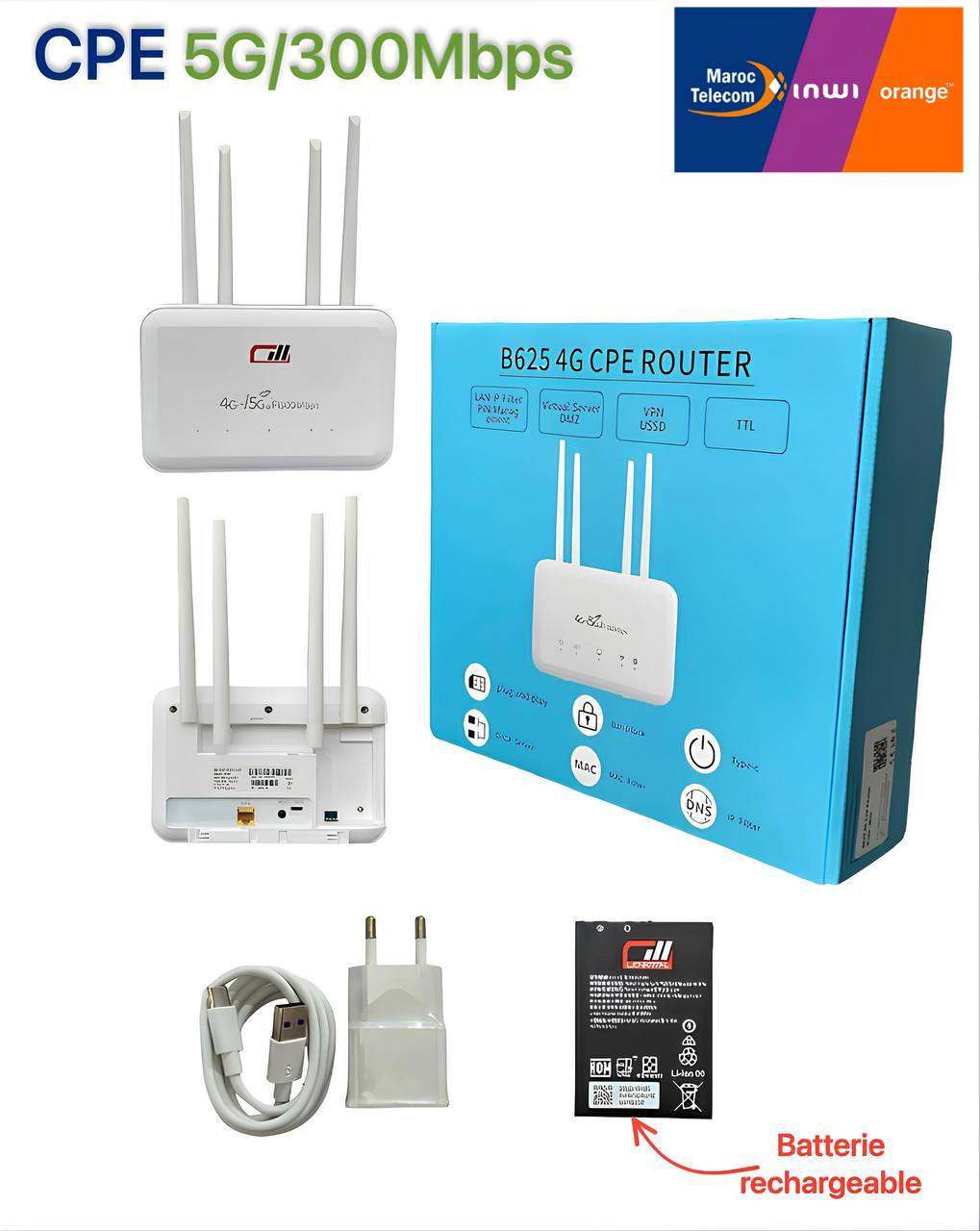 Routeur Mobile Vikye 300Mbps – 4G LTE Avec Emplacement SIM – Portable WiFi – Neuf