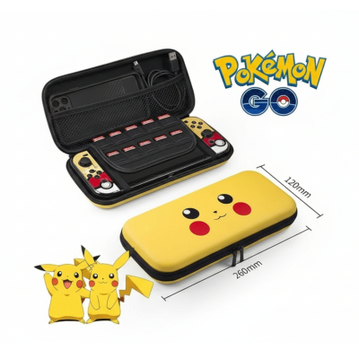 GENERALE - Sac de Rangement Pokémon Pikachu pour Nintendo Switch – Housse Portable Anime, Coque Rigide, Accessoires de Jeu NS