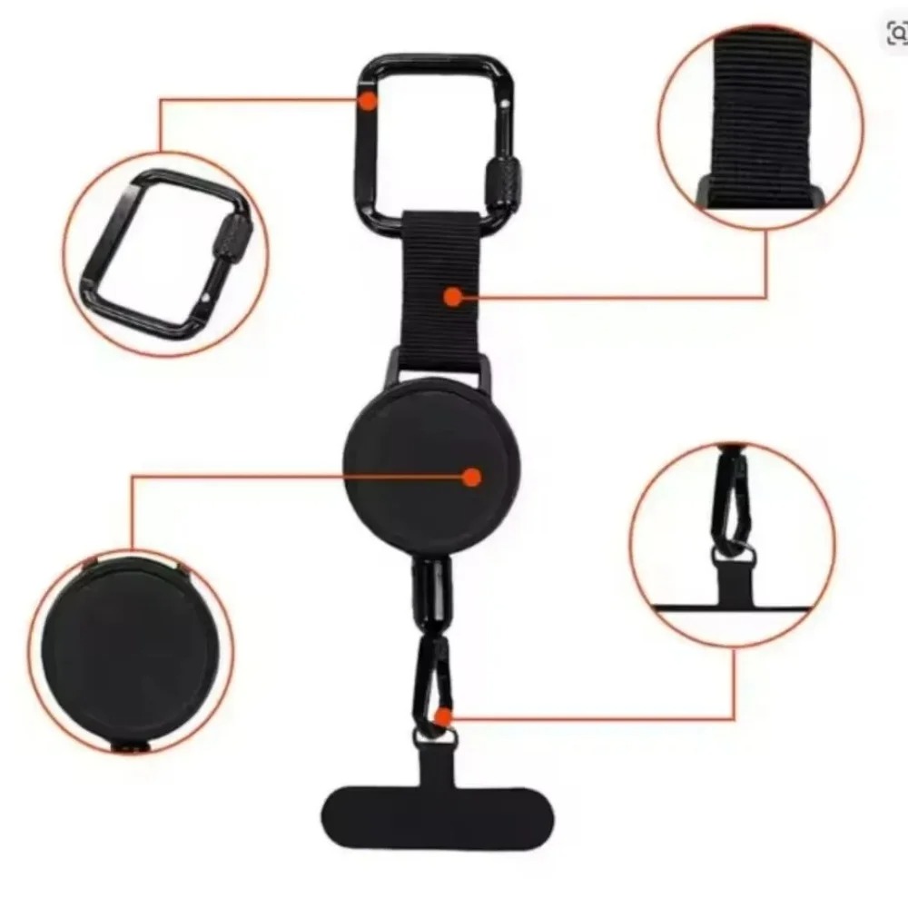SafeGrip Outdoor – Cordon de Sécurité Rétractable & Antivol avec Mousqueton pour Smartphone   