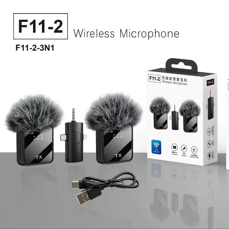 SoundPro F11-2 Double – Mini Micro Cravate Sans Fil pour Diffusion en Direct, Vlog et Interviews image 1
