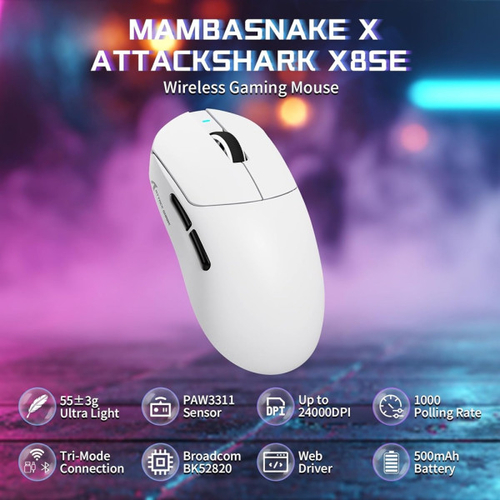 Souris Gaming Sans Fil ATTACK SHARK X8SE – Édition Blancheimage-2
