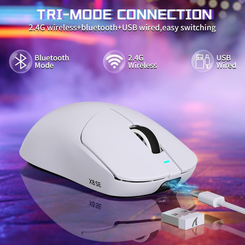 Souris Gaming Sans Fil ATTACK SHARK X8SE – Édition Blanche image 3